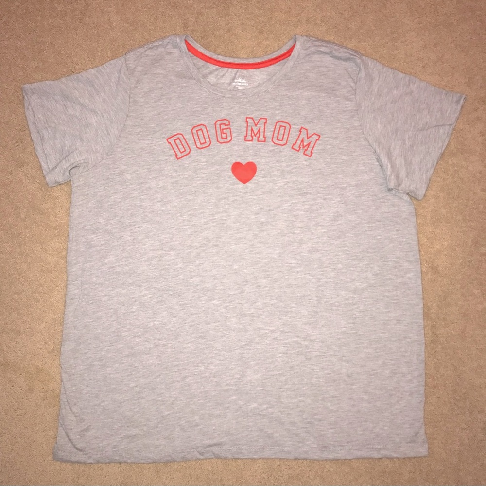 Dog Mom Heart Graphic T Shirt Womens Plus Size 3X XXXL Grey Orange Short Sleeve